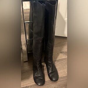 Elegant Black Chanel Knee-High Boots